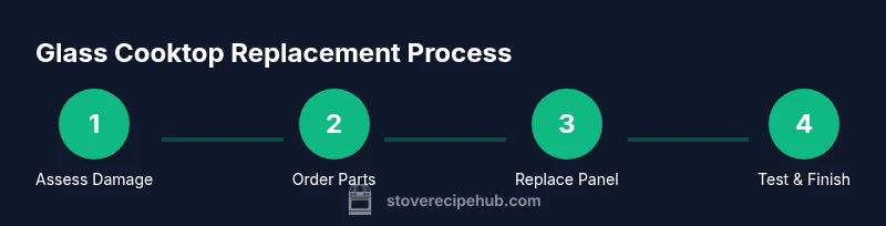 Infographic showing steps to replace glass cooktop