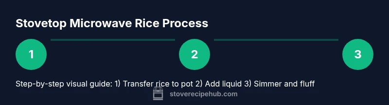 Infographic showing stovetop method for microwaved rice