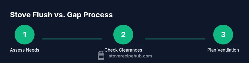Process infographic showing steps for flush stove placement