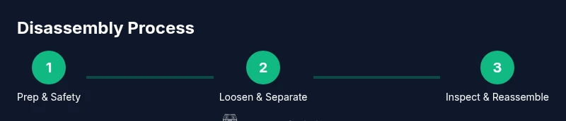 Infographic showing three steps: prep safety, loosen and separate, inspect and reassemble