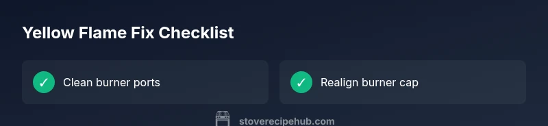 Checklist infographic for yellow flame troubleshooting on gas stove