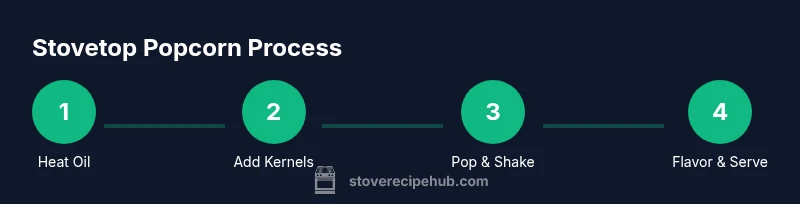 Process flow showing steps to pop stovetop popcorn