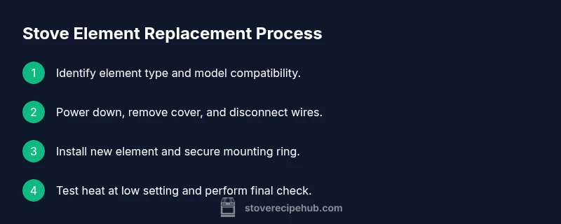 Infographic showing steps to replace an electric stove element