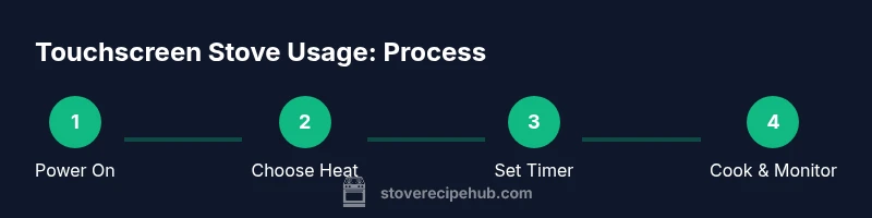 Process infographic showing touchscreen stove usage
