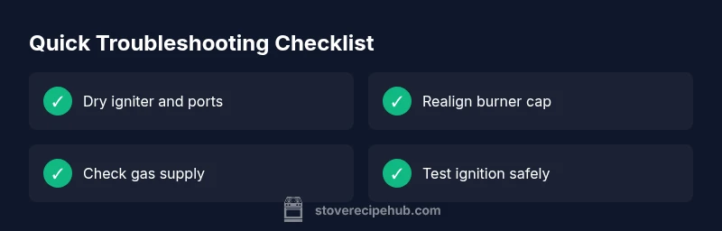 Checklist for troubleshooting stove ignition